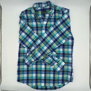Jos. A. Bank Blue and Green Plaid Casual Shirt